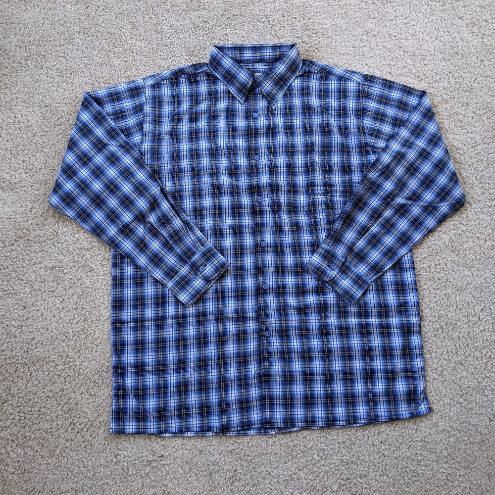 Haband Button Up Long Sleeve Shirt Men's Large Blue Black